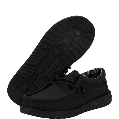 HEYDUDES Wally Youth Stretch Canvas – Black/Black online