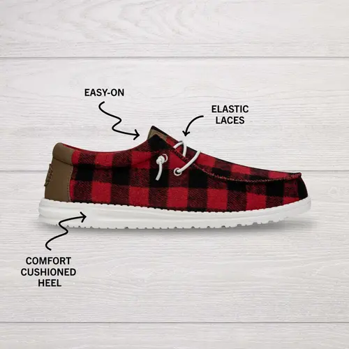 HEYDUDES Wally Buffalo Plaid – Red and Black Plaid online