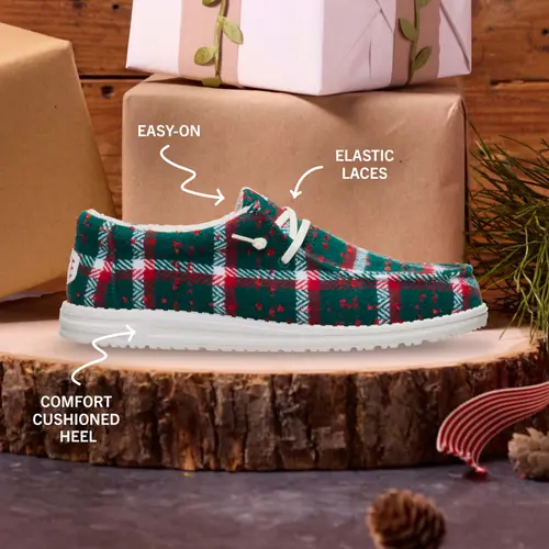 HEYDUDES Wally Confetti Plaid Cozy – Red / Green / Multi online