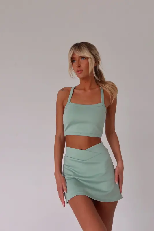 Jina Sage Cross Strap Top