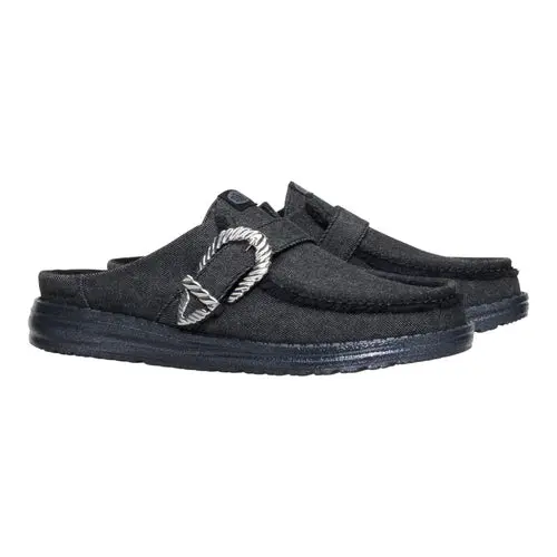 HEYDUDES Wendy Slip Buckle Denim – Black/Black online